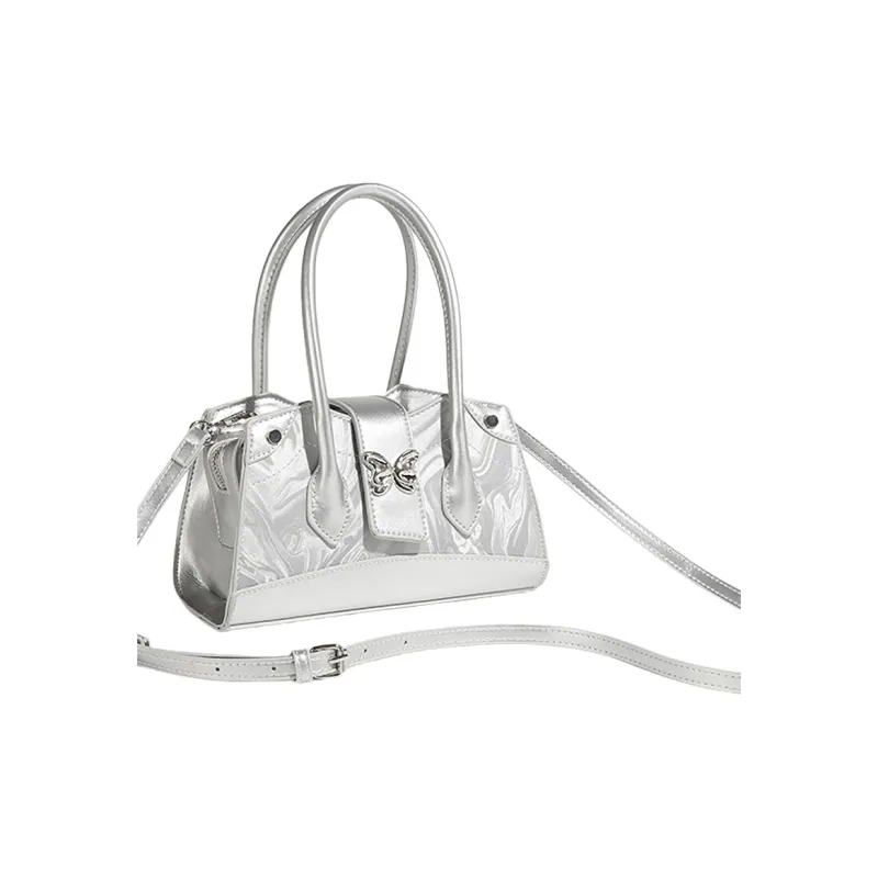 NATTY PU Shoulder Bag, Crossbody Bag, Handbag Women's White/Silver-2