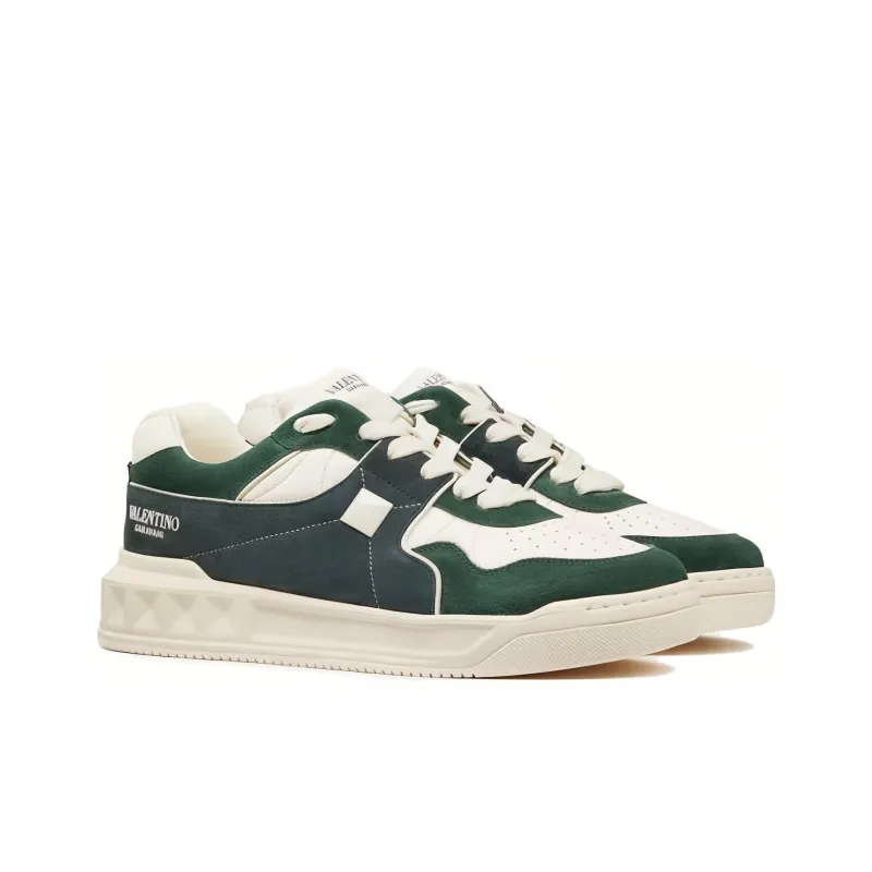 Valentino One Stud Low Sneaker Green White-1