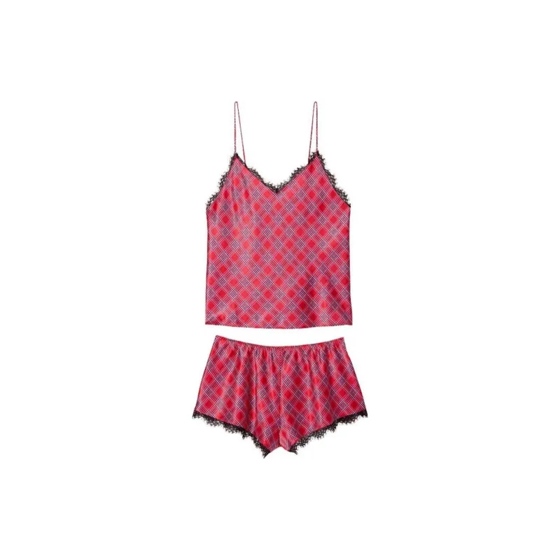 Victoria's Secret SEXY KI Pajama Set Women's Red Plaid-0
