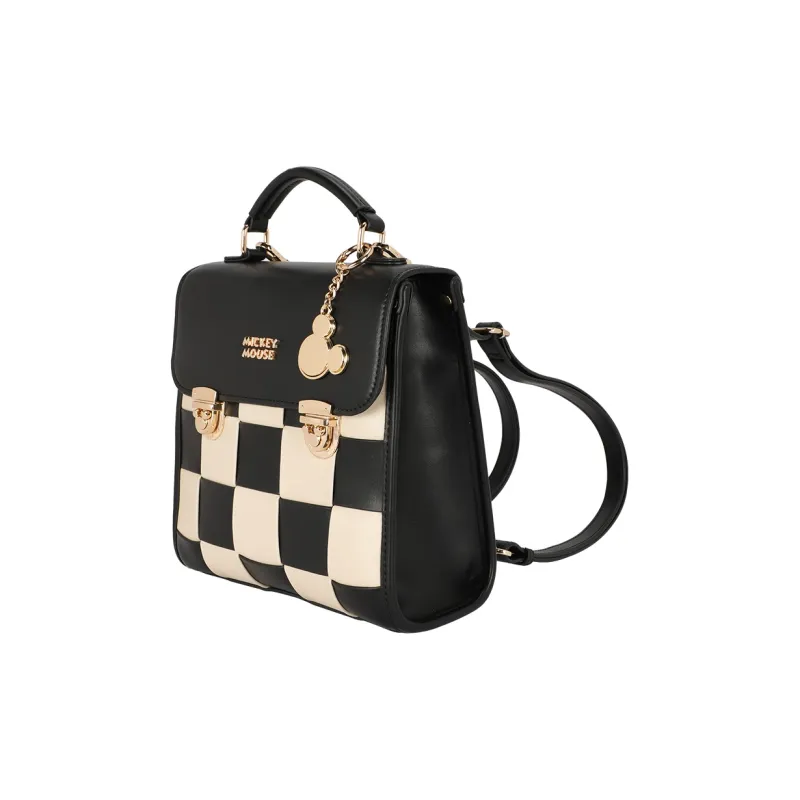 Disney Mickey Series PU Synthetic Leather Backpack Regular Unisex Black White-2