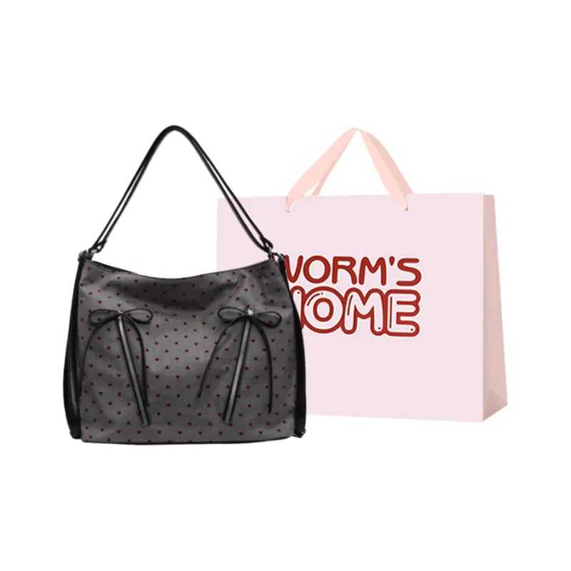 Worm's Home Nylon Fabric Backpack, Crossbody Bag, Shoulder Bag Women's Stars, Polka Dot, Heart, Bowknot-8