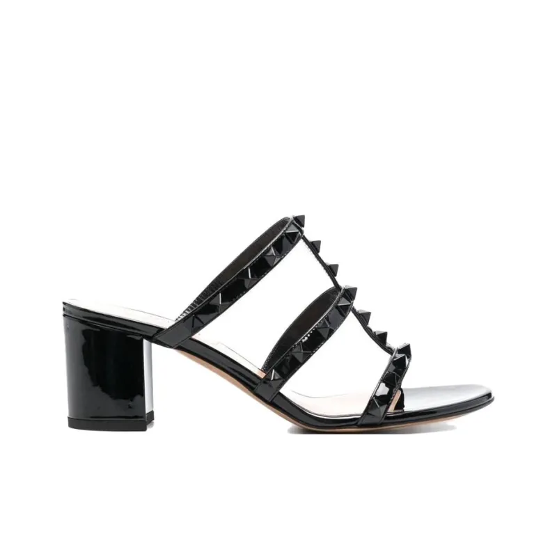 Valentino Rockstud Slide Slippers Women's Black-1