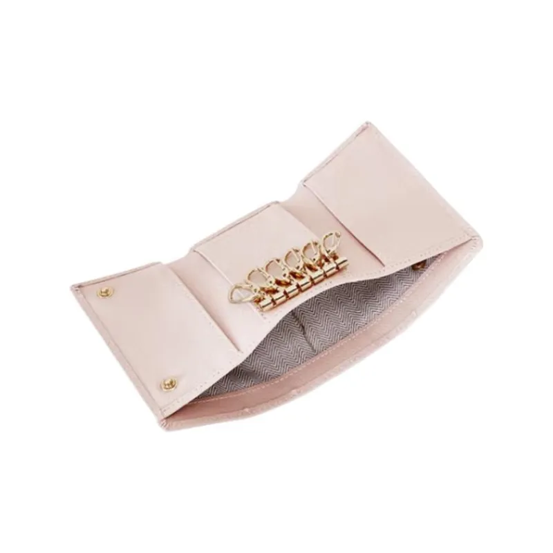 Hush Puppies Top Grain Cow Leather Key Pouch Wallets Women's Pink-3