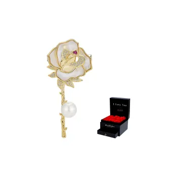 ROYALSASA Faux Crystal, Copper, Faux Pearl Brooches Women's