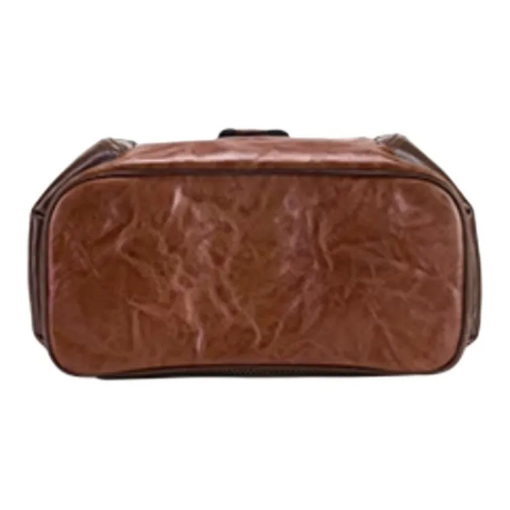 Hush Puppies Cow Leather Backpack Large Size Men's Coffee-4