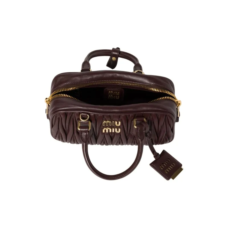 MIU MIU Arcadie Series Leather Shoulder Bag, Crossbody Bag, Handbag Trumpets Women's Dark Brown-3