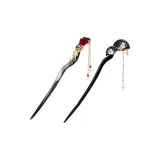 [2 Pcs]Red Rose Fringe+Double Fans Fringe