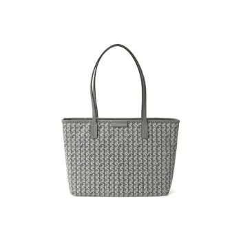 TORY BURCH Coated Canvas Combo Bag Tote Bag Shopping Bag Handbag Shoulder Bag Small Size Women's Gray Black