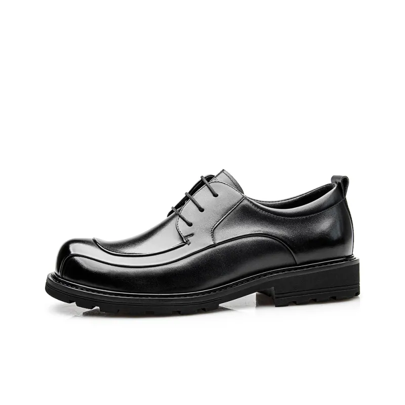SHWEBALU Dress Shoes Men Low Top Brown-4