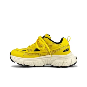 LuzaoT SUPER DRAG Wear Resistant Slip Resistant Low Top Chunky Sneakers Unisex Lemon