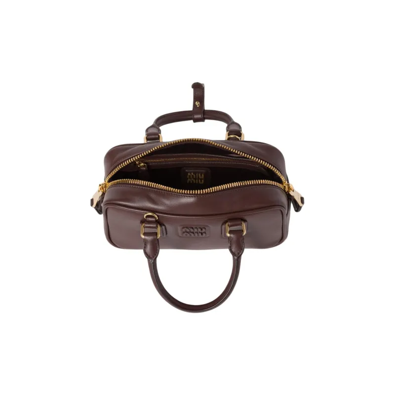MIU MIU Arcadie Series Leather Shoulder Bag Crossbody Bag Handbag Small Size Women's Brown-3