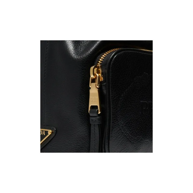 PRADA Calfskin Bucket Bags Shoulder Bag Crossbody Bag Handbag Women's Black-8