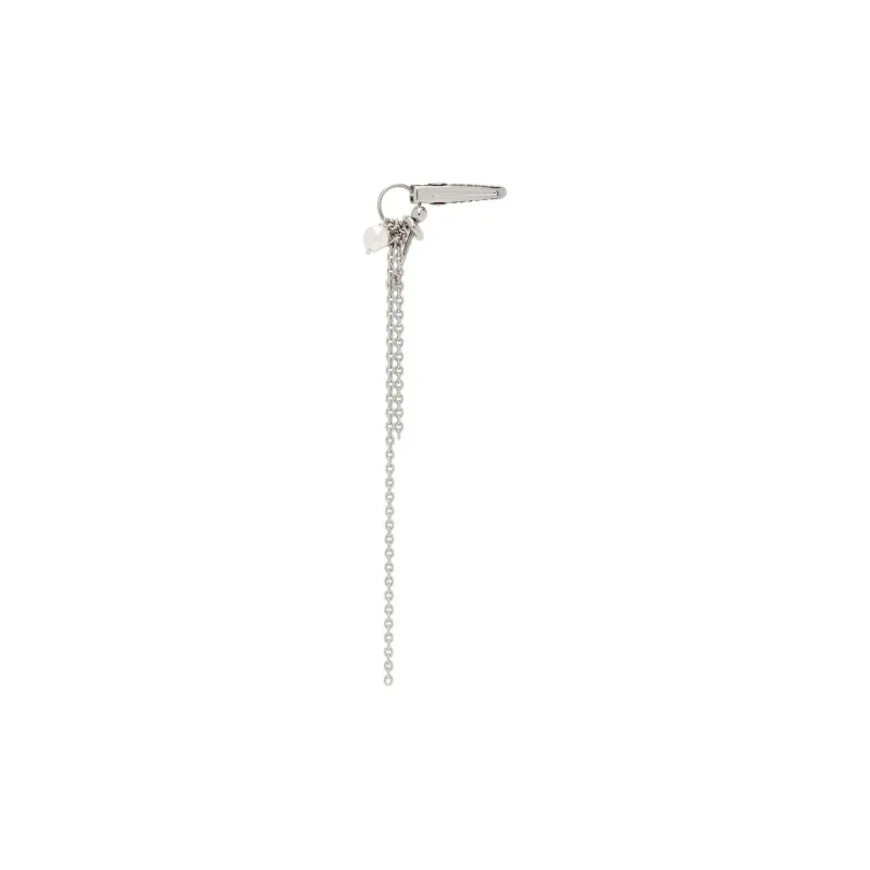 JUSTINE CLENQUET Brass Palladium-Plated Pearl Crystal Hair Clips Women's Silver-1