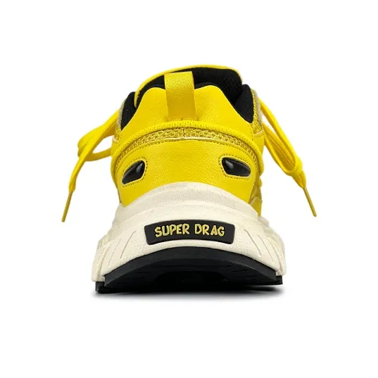 LuzaoT SUPER DRAG Wear Resistant Slip Resistant Low Top Chunky Sneakers Unisex Lemon-4