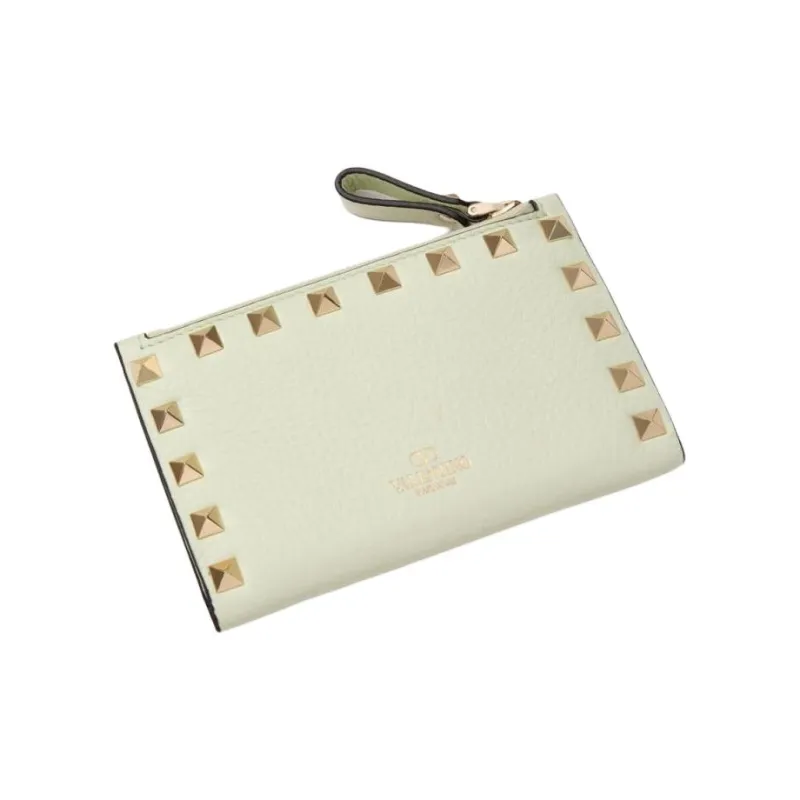 Valentino Grained Calfskin Coin Purse Card Clip Card Holder Women's Light Green-2