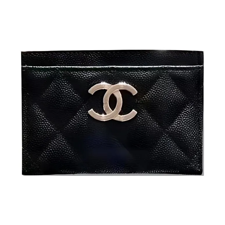 CHANEL Grain Embossed Caviar Calfskin Card Holder Card Holder Women's Black-0