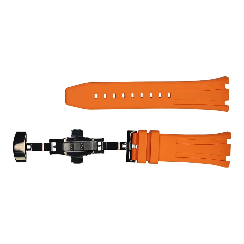 Vickit Black Buckle Collection Casio Compatibility Watch Band 17 Fluoroelastomer Material-4