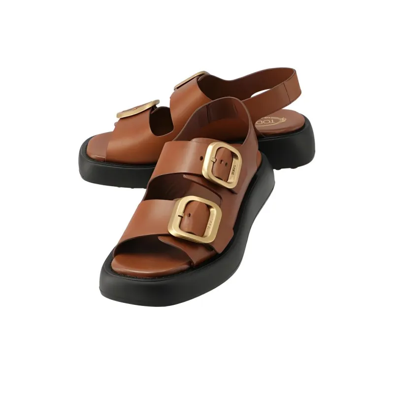 TOD'S Double-buckle Leather Sandals-3
