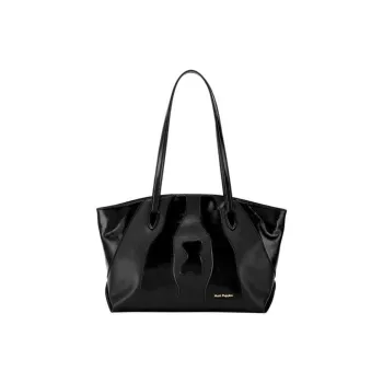 Hush Puppies Cow Leather Tote Bag Shopping Bag Shoulder Bag Handbag Medium Size Women's Black