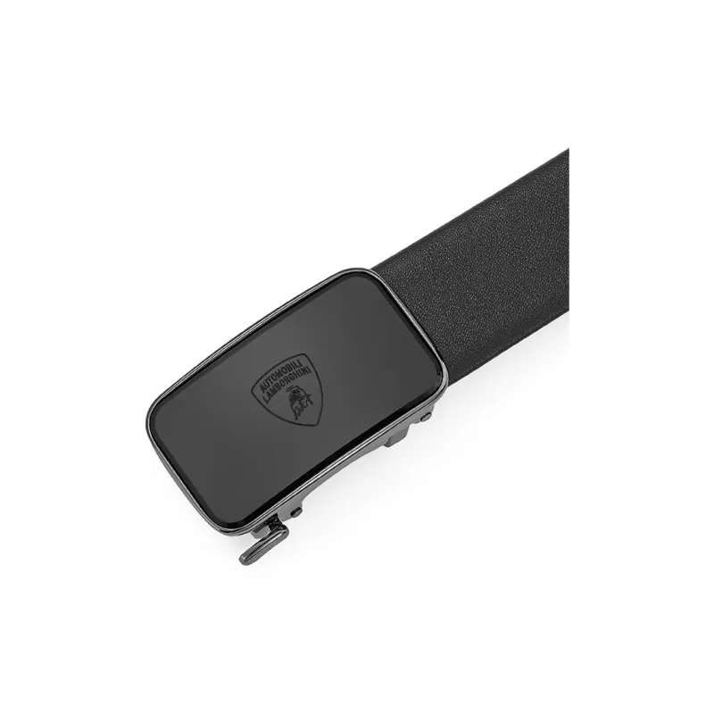 Automobili Lamborghini Business Automatic Buckle Matte Texture Cow Leather Belts Men's Black 3.5cm-5