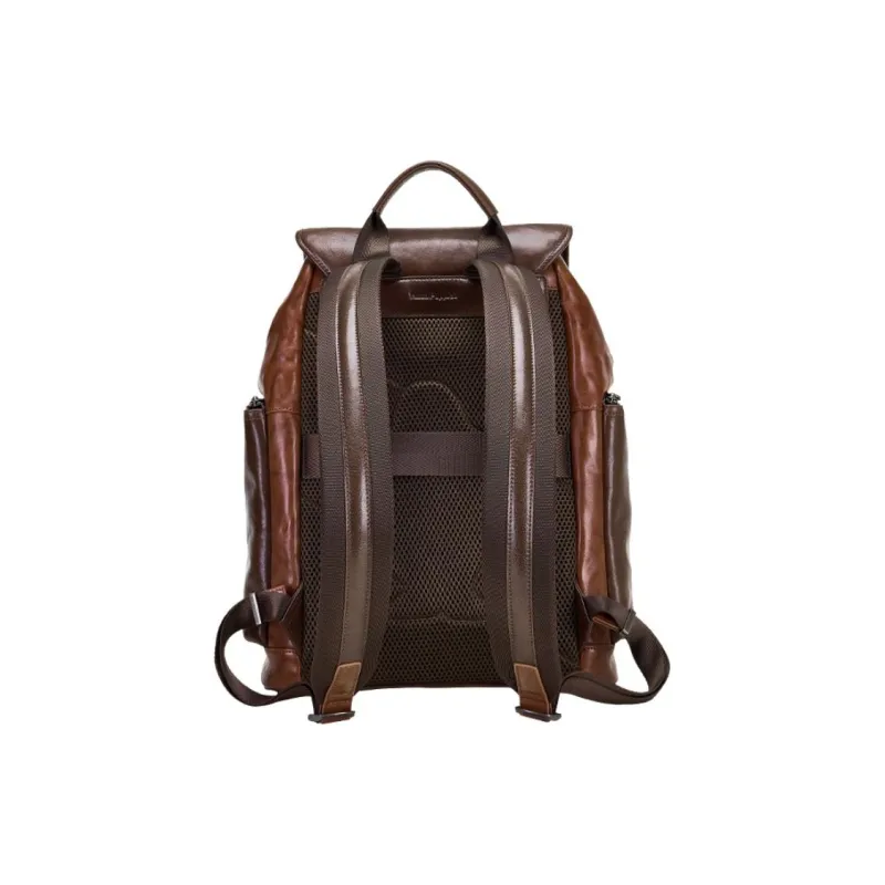 Hush Puppies Cow Leather Backpack Large Size Men's Coffee-3