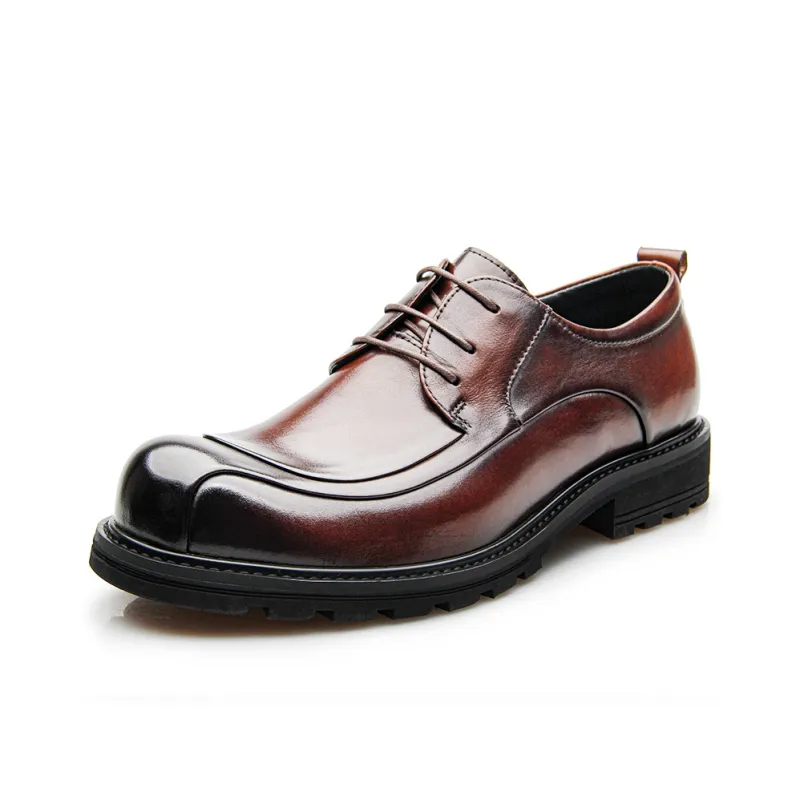 SHWEBALU Dress Shoes Men Low Top Brown-1