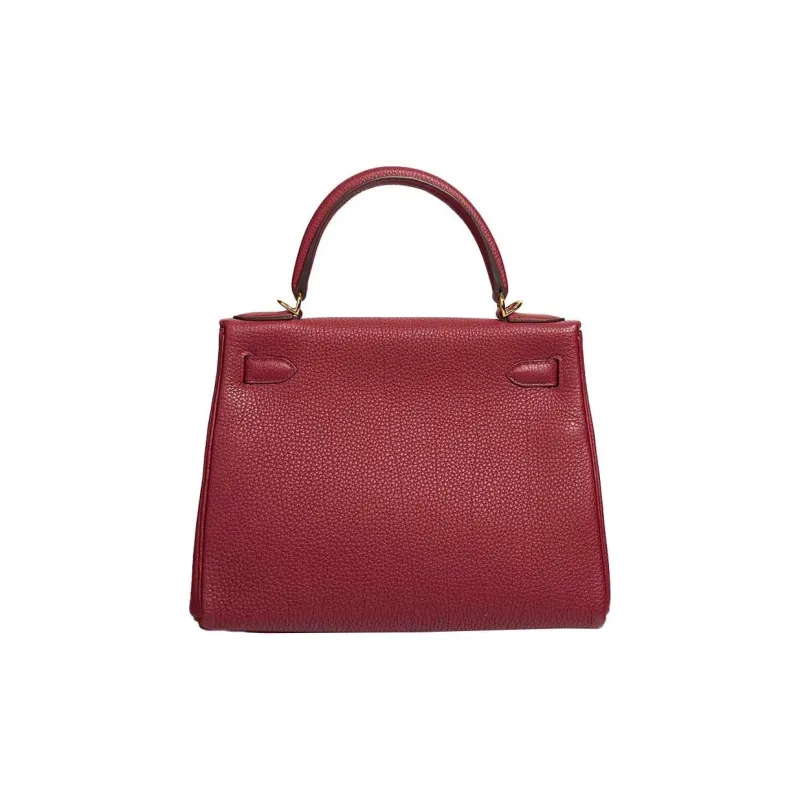 HERMES Kelly Togo Calfskin Kelly Bag Shoulder Bag Crossbody Bag Handbag Women's Garnet Red-2