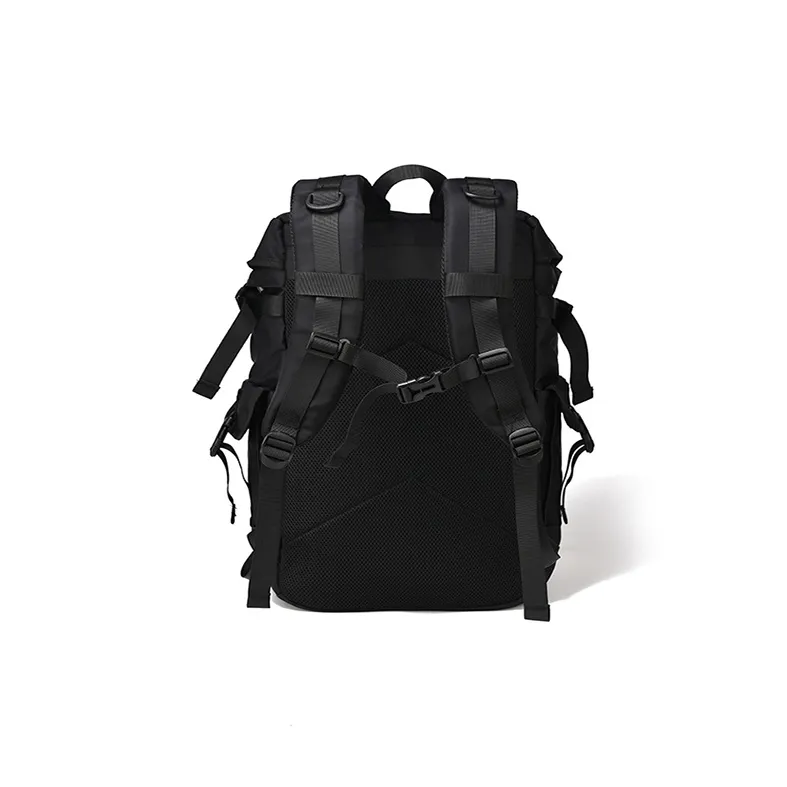 DOSRFINI Nylon Vertical Square Fashion Versatile Travel Backpack Regular Men's Black-4