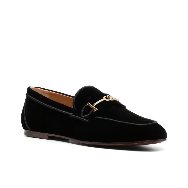 TOD'S Logo detail Velvet Loafers-1
