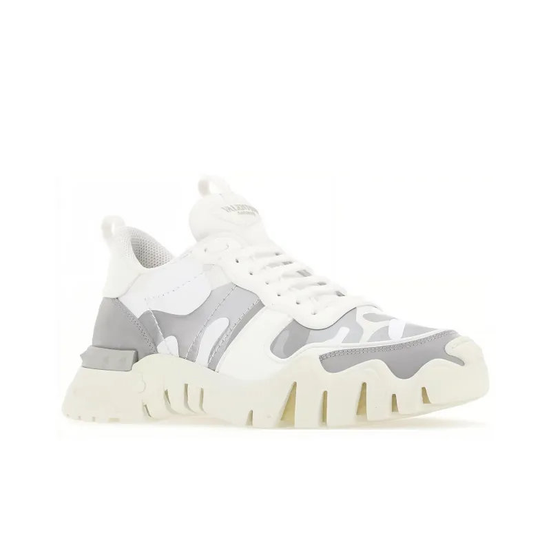 Valentino Anti Slip Wear Resistant Low Top Casual Shoes Men's White Silver-2