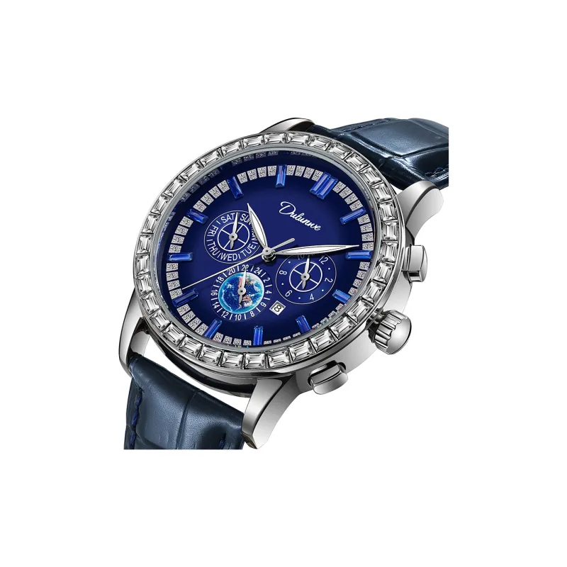 Dulunwe Automatic Mechanical Movement Genuine Leather Strap Watch Men's Watches Black Dial-3