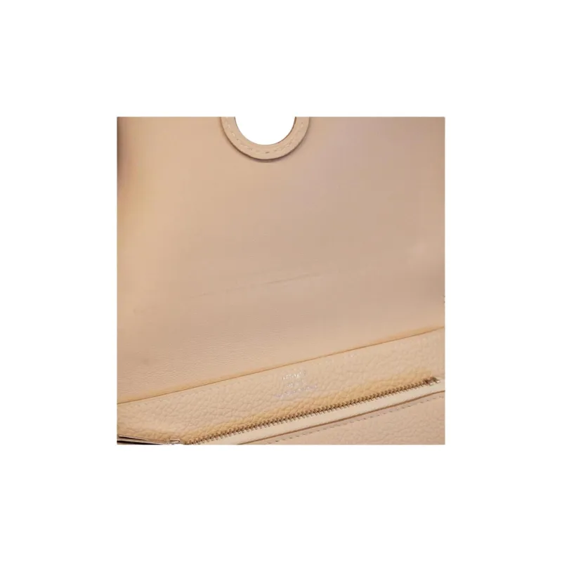 HERMES Dogon Togo Cow Leather Wallet Women's 10 Craie Milkshake White-5