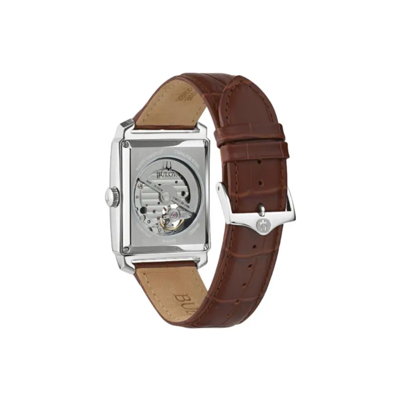 BULOVA Sutton Collection Wrist Watch Automatic Mechanical Movement Leather Watch Bands 33mm White Dial Men's Watches-1