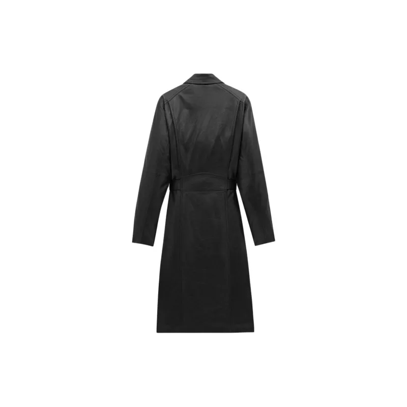 SAINT LAURENT Belted Zip Detailed Biker Coat-1