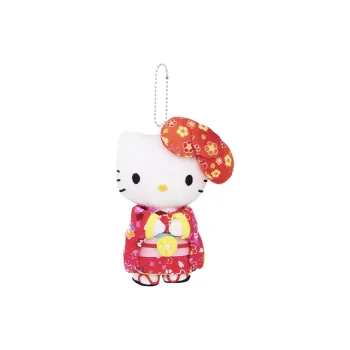 Sanrio Red Bowknot Kimono Kitty Dolls Plush Pendant Small Size Tall