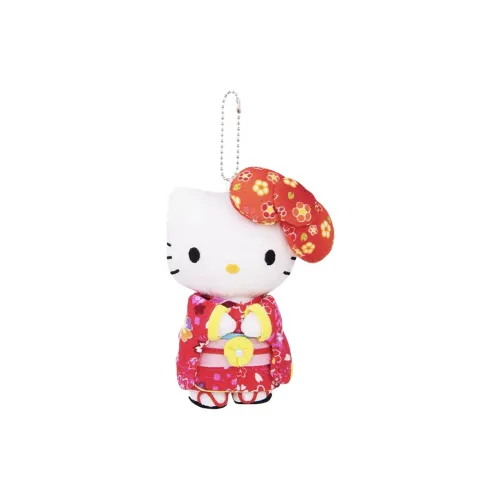 Sanrio Red Bowknot Kimono Kitty Dolls Plush Pendant Small Size Tall