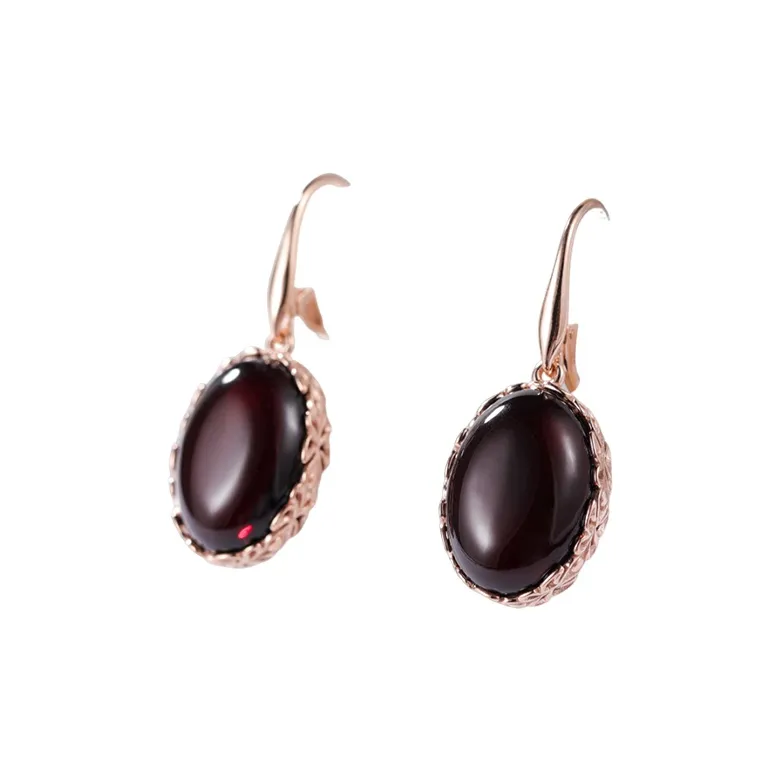 S&A Amber S925 Silver Fine Jade Earrings Women's-1
