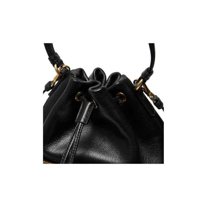 PRADA Calfskin Bucket Bags Shoulder Bag Crossbody Bag Handbag Women's Black-7