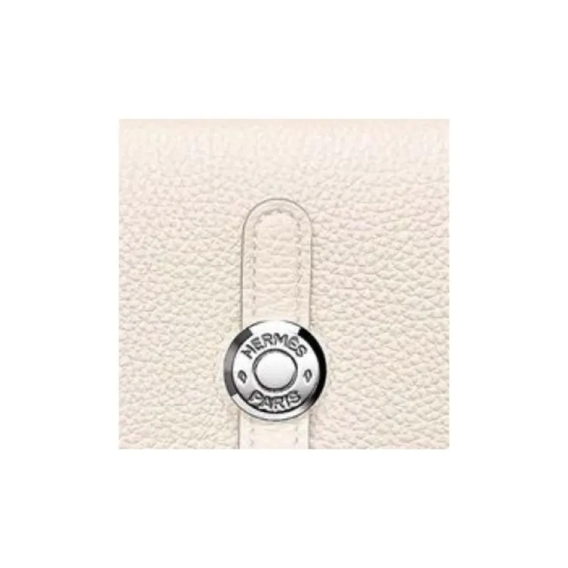 HERMES Dogon Togo Calfskin Card Holder Women's 10 Craie Milkshake White-1