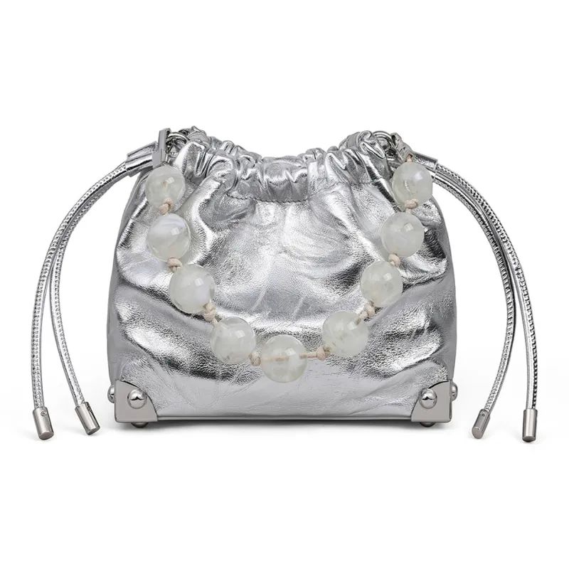 C°BANNER Cow Leather With Synthetic Leather Crossbody One Shoulder Handbag Regular Women's Silver/Black-1