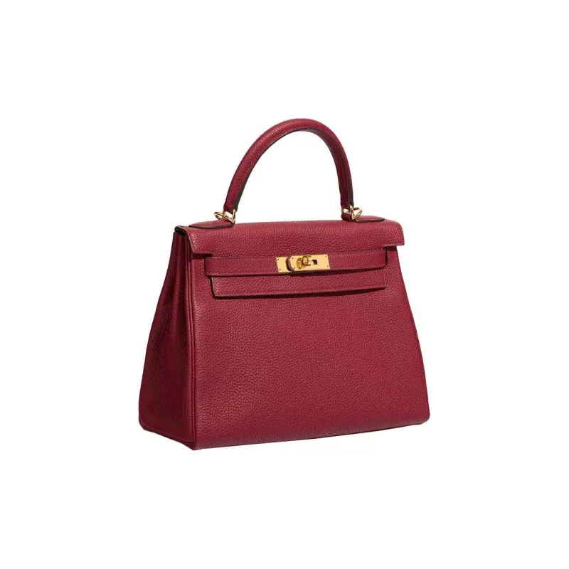 HERMES Kelly Togo Calfskin Kelly Bag Shoulder Bag Crossbody Bag Handbag Women's Garnet Red-1