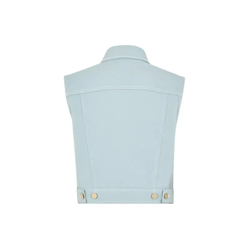 FENDI Logo Embroidered Denim Gilet-1