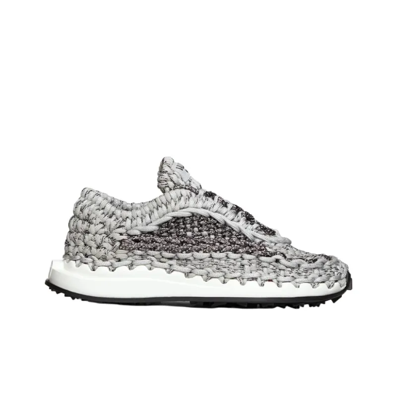 Valentino Crochet Low-Top Casual Shoes Women's Gray-1