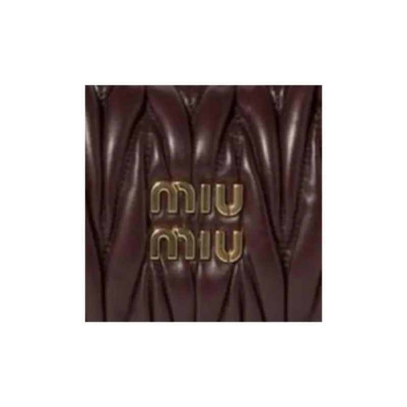 MIU MIU Wander Series Soft Sheep Leather Crescent Bag Shoulder Bag Crossbody Bag Handbag Small Size Women's Dark Brown-5
