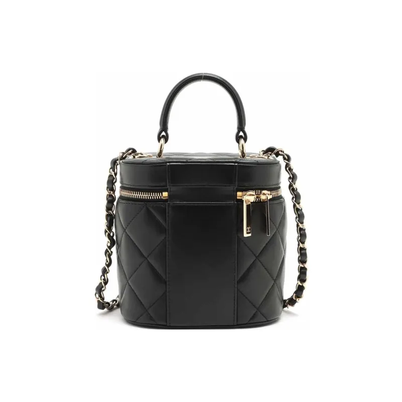 CHANEL Lambskin Bucket Bag, Portable Crossbody Bag, Shoulder Bag Medium Size Women's Black-2