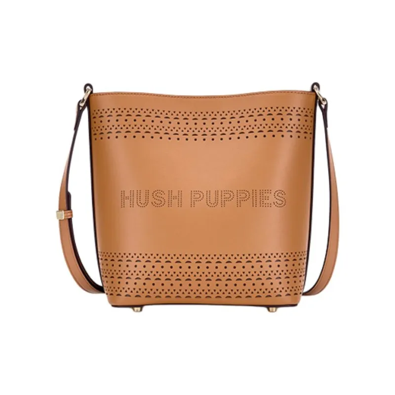 Hush Puppies Cow Split Leather Bucket Bags Shoulder Bag Crossbody Bag Medium Size Women's Light Green/Ecru/Brown-12
