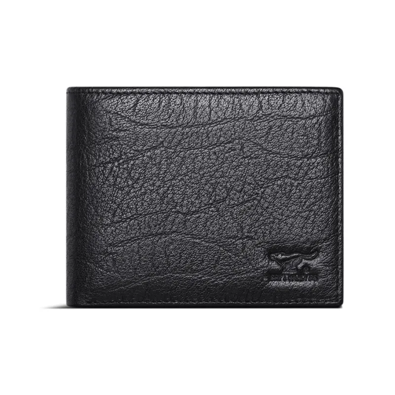 SEPTWOLVES Top Grain Cow Leather Wallet, Card Holder Men's Black-1