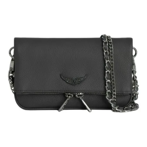Zadig & Voltaire Calfskin One Shoulder Crossbody Clutch Small Size Women's Road Gray
