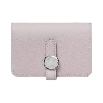 HERMES Dogon Evercolor Leather Card Holder Women's 09 Mauve Pale Dream Purple