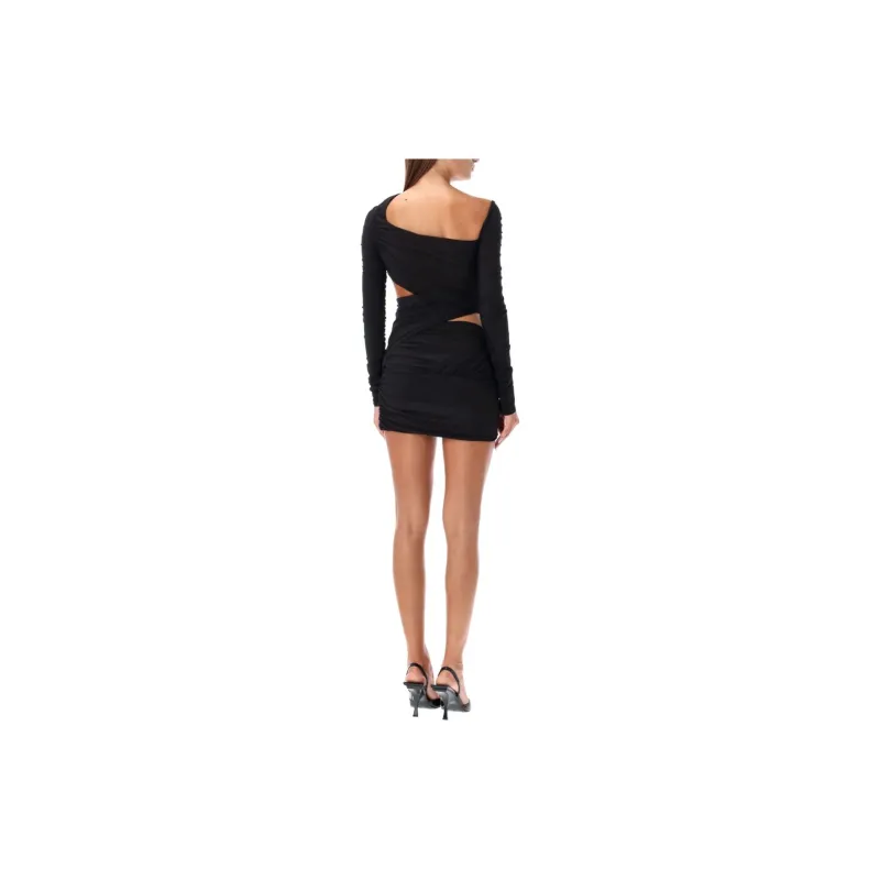 The Attico Wrap Ruched Mini Dress-1